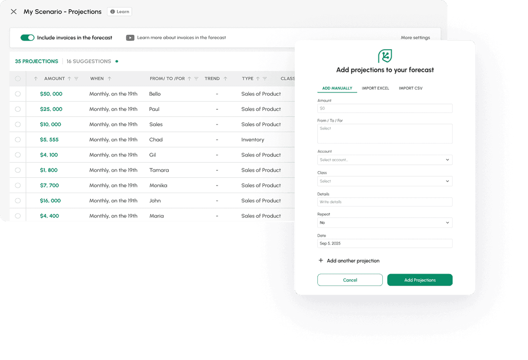 Plan far into the future with smart and flexible cash flow projections
