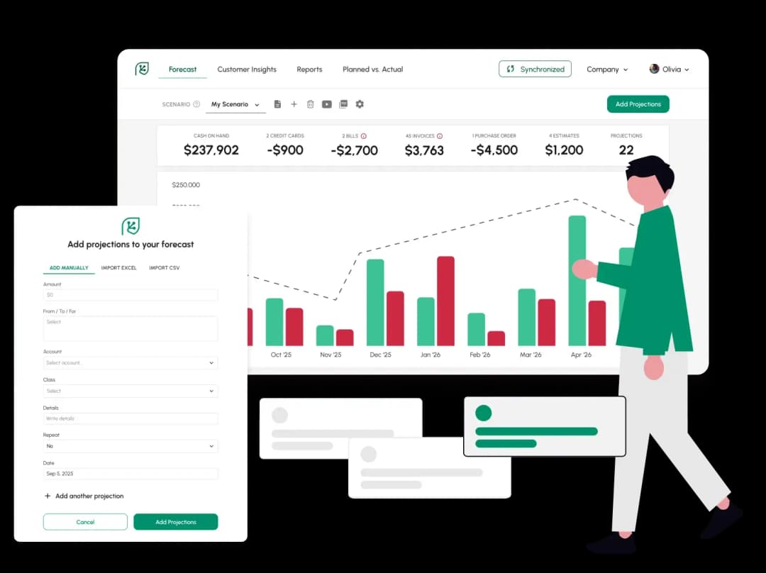 Create new cash flow forecasts within seconds